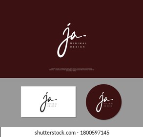 J A JA Initial handwriting or handwritten logo for identity. Logo with signature and hand drawn style.