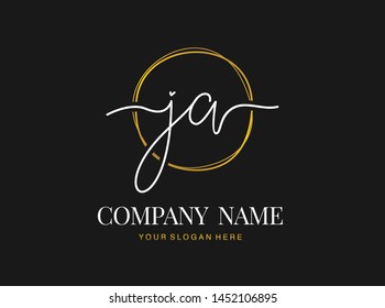 J A JA Initial handwriting logo design with circle. Beautyful design handwritten logo for fashion, team, wedding, luxury logo.