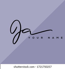  J A JA Initial letter handwriting and signature logo.	