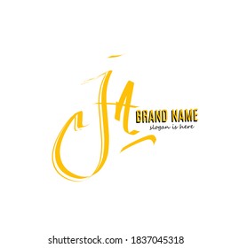 J A JA inicial plantilla de escritura a mano de logotipo vectorial