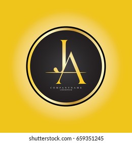 J  & A or JA Letter Logo Design Company with Circle Shape . Logo Template Design Vector 