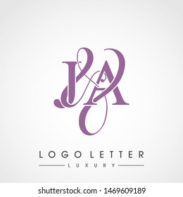 J & A / JA logo luxury initial vector mark template.