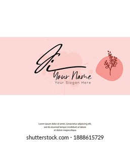 J I JI Escritura a mano de la carta inicial y logotipo de la firma. Logo inicial del vector de belleza .Moda, boutique, floral y botánica