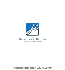 J I JI Initial letter handwritten and signature vector image template in square shape logo