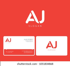 A & J Joint Logo Round Shape Letters With Business Card Template