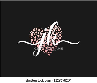 J K Initial handwriting logo vector