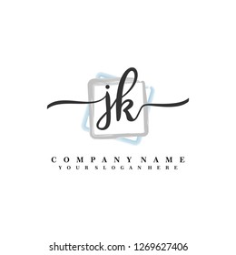 J K Initial handwriting logo vector