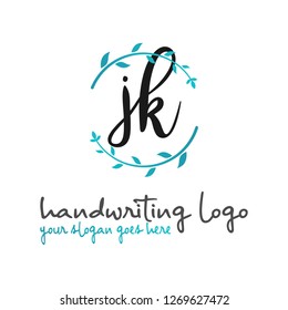J K Initial handwriting logo vector