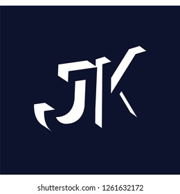 J K initial letter with negative space logo icon vector template