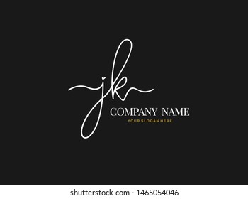 J K JK Initial handwriting logo design with circle. Beautyful design handwritten logo for fashion, team, wedding, luxury logo.