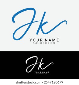 J, K, JK Initial letter logo. Alphabet JK Handwritten Signature logo