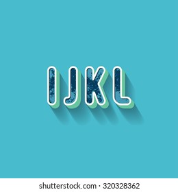 I J K L - 3D Plastique Alphabet - Typography with grunge blue texture and long shadow effect - Vector Illustration - Graphic resource