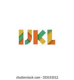 I J K L - Abstract Flat Alphabet from Geometric Shapes with Grunge Stipple Shadow - Lighting is made from little dots - Vector Illustration