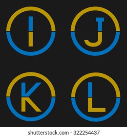 I J K L letters. Logo set, creative alphabet
