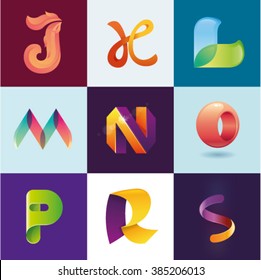 J K L M N O P R S letters set of logo idea template