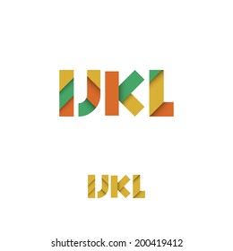 I J K L Modern Colored Layered Font or Alphabet - Vector Illustration