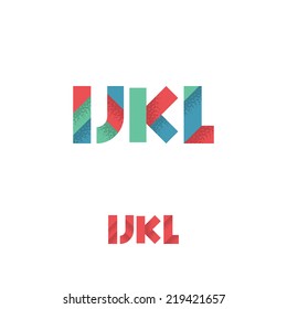 I J K L  Modern Flat Alphabet with Noise Shadow - Vector Illustration