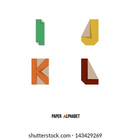 I J K L - Paper Alphabet - Vector Illustration - Typography Element