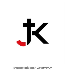 Diseño del logotipo vectorial de letra J K con cruz.