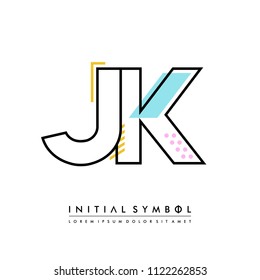 J K Memphis letter style, initial logo template vector full color.