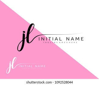 J L Initial handwriting logo vector. Hand lettering for designs.