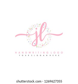 J L Initial handwriting logo vector