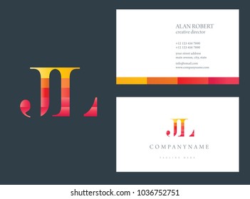 J & L multicolor joint Letters Logo Icon with business card template