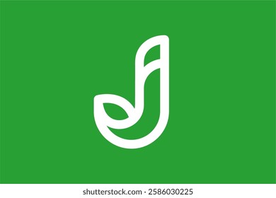 J leaf logo design, icon, symbol, initial. Combination of J letter with leaf. Very suitable for natural food, natural body care, herbal medicine, baby care product or skincare visual identity design.