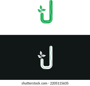 Logo de J leaf-j logotipo natural
