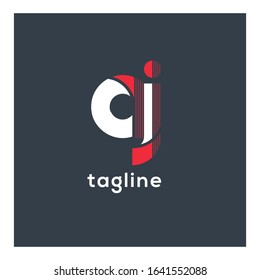 A j, A & j letter abstract elegant design round joint linear logo