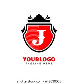 J letter. Abstract symbol of shield. Shield icon. Security company logo. Abstract symbol of security. 