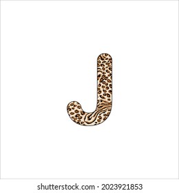 J letter alphabet leopard illustration vector art design
