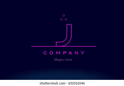 j letter alphabet text pink purple dots contour line creative company logo vector icon design template