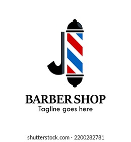j letter with baber shop symbol logo template illustration. suitable for baber shop 
