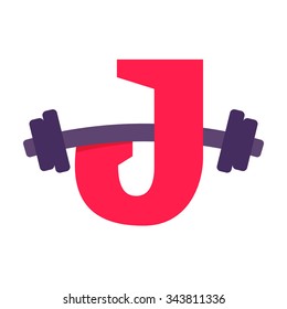 J letter with barbell. Vector design template elements for your application or corporate identity.