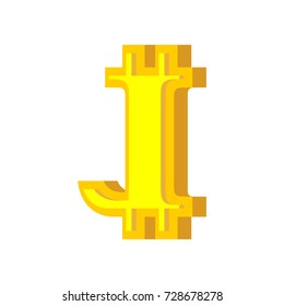 J letter bitcoin font. Cryptocurrency alphabet. Lettering virtual money. Vector illustration