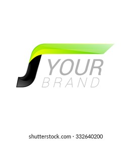 J letter black and green logo design Fast speed template elements