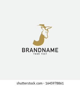 J letter with bull horn logo initial logotype icon vector in elegant simple style