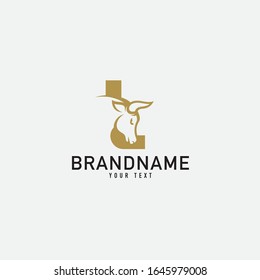 J letter with bull horn logo initial logotype icon vector in elegant simple style