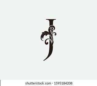 J Letter Classy Floral Logo Icon, Initial J Swirl Design.