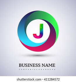 J letter colorful logo in the circle. Vector design template elements for your application or company identity.