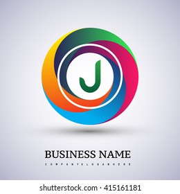 J letter colorful logo in the circle. Vector design template elements for your application or company identity.