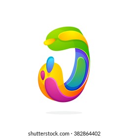 J letter colorful logo. Font style, vector design template elements for your application or corporate identity.