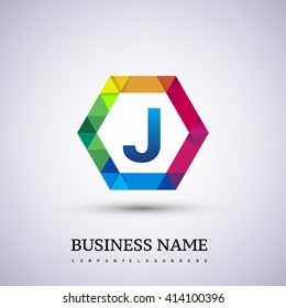 J Letter Colorful Logo Hexagonal Symbol Stock Vector Royalty Free Shutterstock