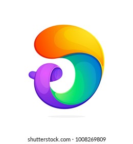 J letter colorful logo from a twisted line. Font style, vector design template elements for your application or corporate identity.