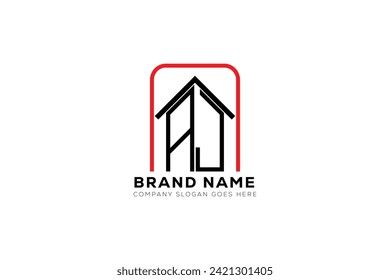 A J letter creative real estate vector logo design . A J creative initials letter logo concept.