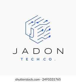 j letter Cube Tech Logo vector icon illustration