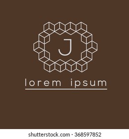 J letter cubes, geometric vector logo template (sign, symbol, emblem, ornament)
