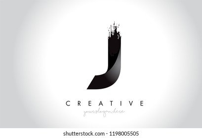 J Letter Design with Brush Stroke and Modern 3D Look Vector Illustration.