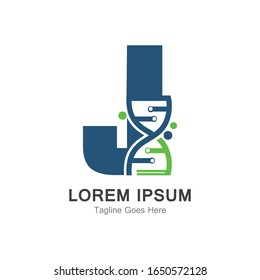 Letra J con el logotipo de ADN plantilla de diseño creativo